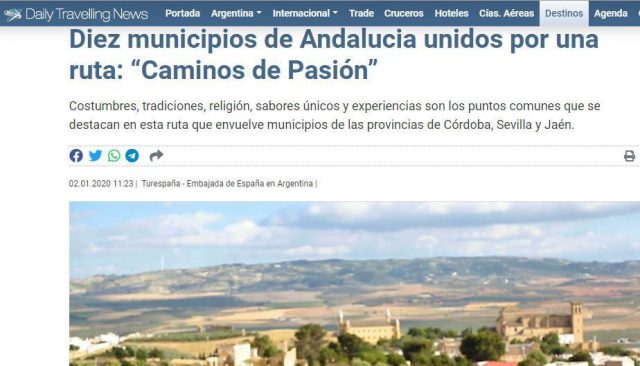 Reportaje en medio de Argentina, Daily Travelling News: Diez Municipios unidos por una ruta «Caminos de Pasión»