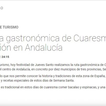 Ruta gastronómica de Cuaresma caminos de pasión en Andalucía